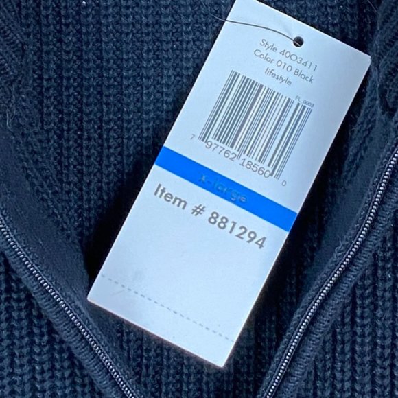 NWT Calvin Klein 1/4 Zip Rib Knit Sweater Black Casual Preppy Neutral Cotton-XL - Picture 10 of 12